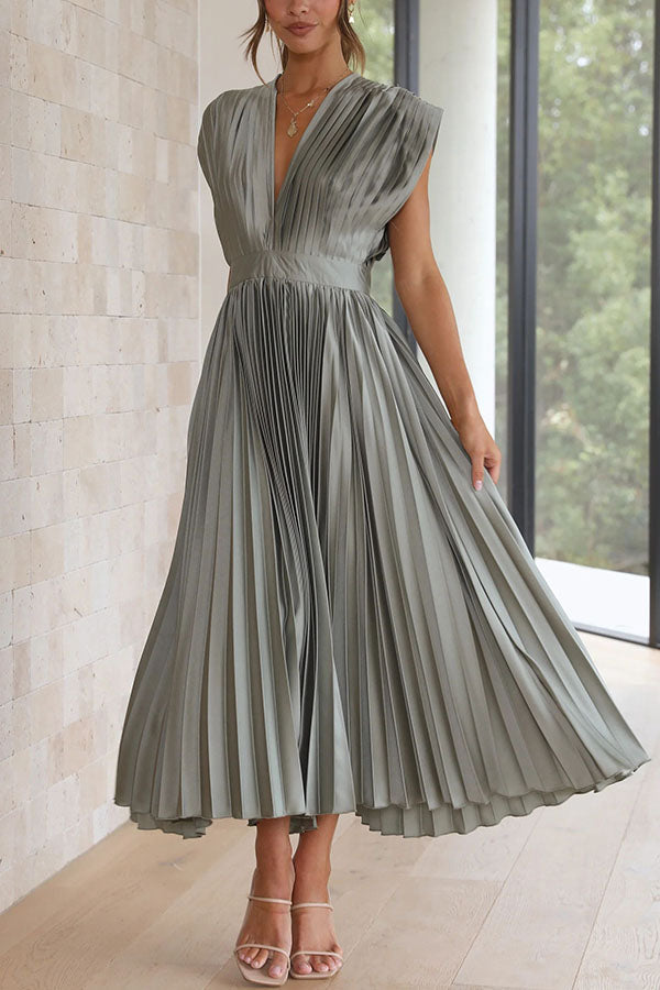 Mia – Women Satin Pleated Maxi Dress - Image 22
