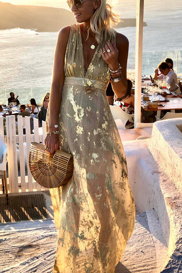 Gisela – Women Elegant V-neck Maxi Dress - Image 1