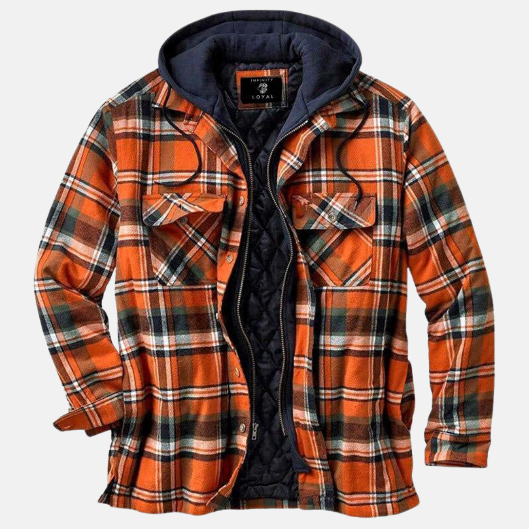 Men’s checked jacket with hood and button placket - J&B; - 5 - London-stylehouse.com