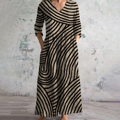 Britta – Elegant  Striped Dress - Image 2