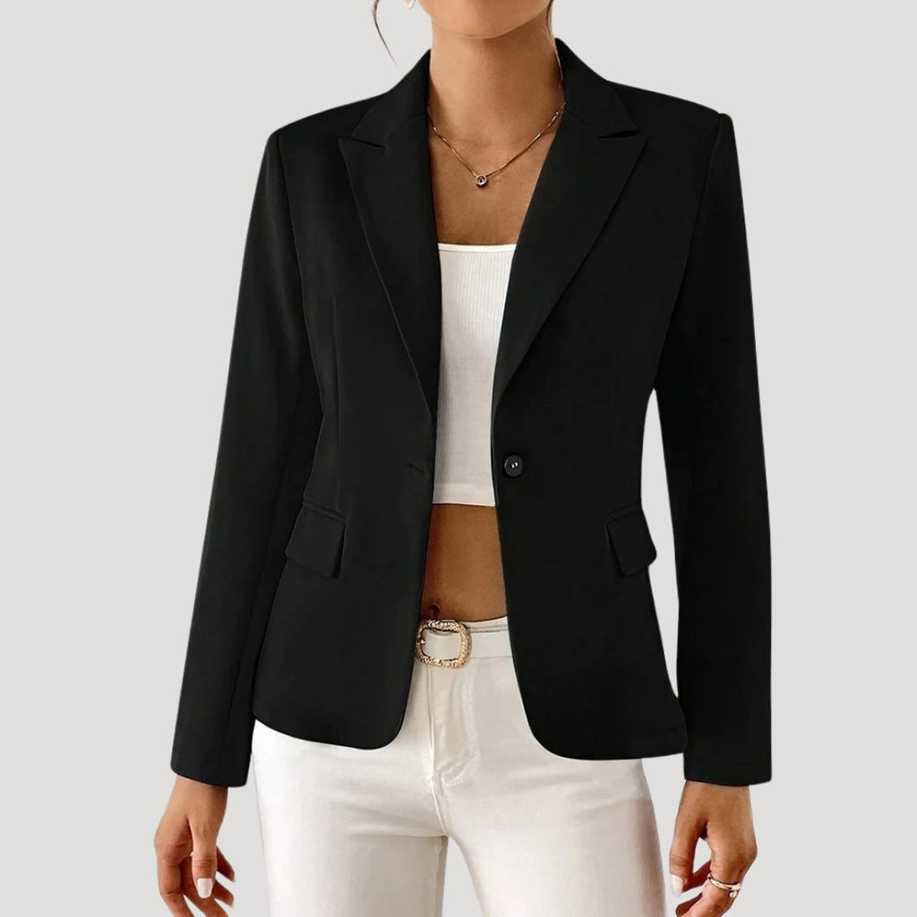 Women's tailored-fit blazer with a drop collar in black
