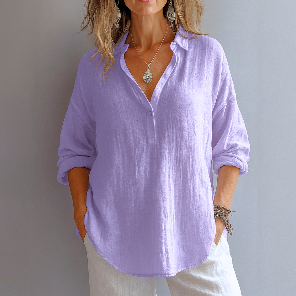 Emilia – Women’s Relaxed Fit Linen Blouse - Image 4