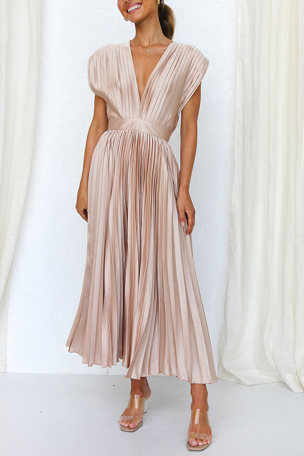 Mia – Women Satin Pleated Maxi Dress - Image 32