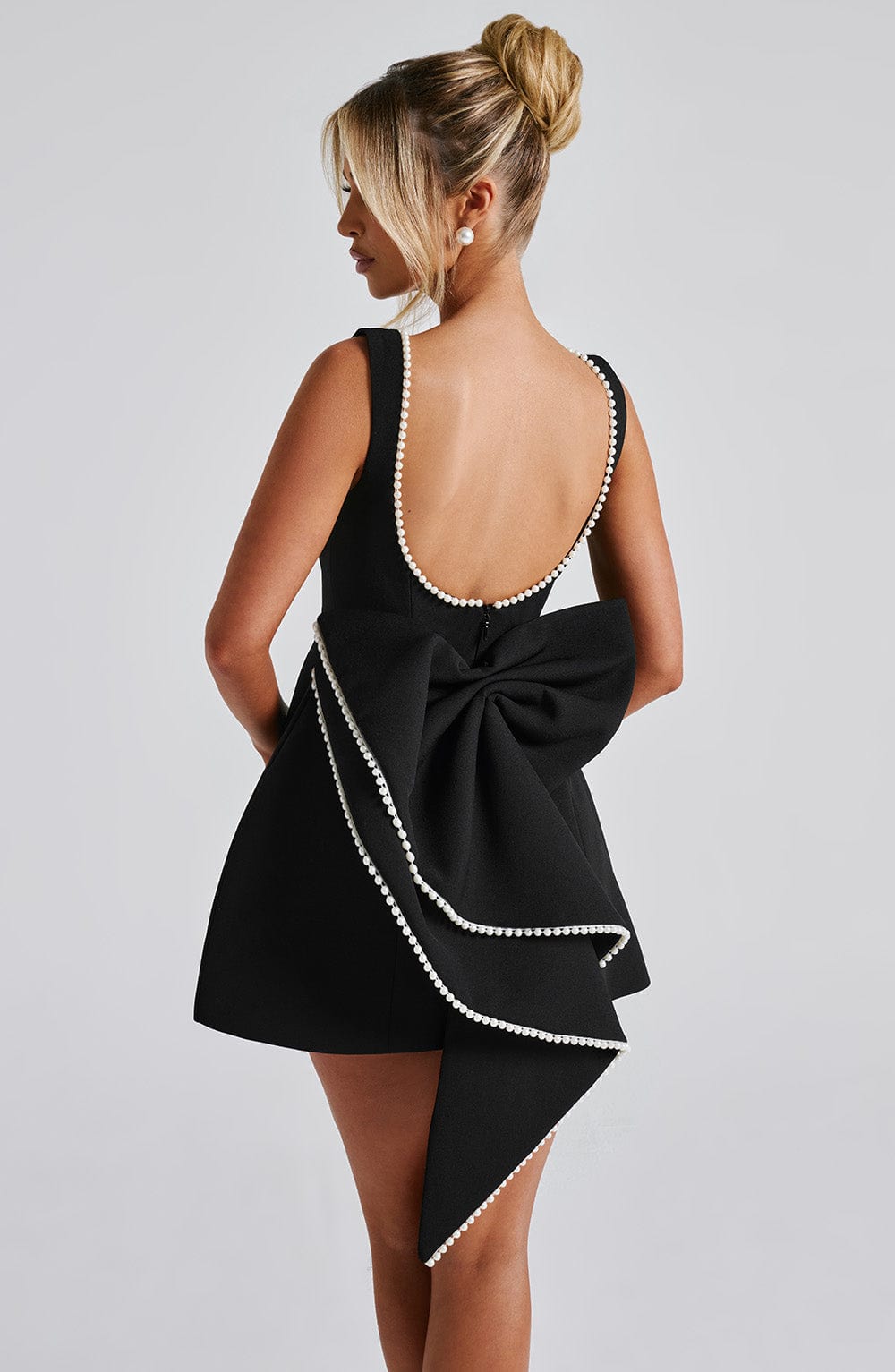Mini Dress Women's Flattering Fit with Pearl Detail - Image 6