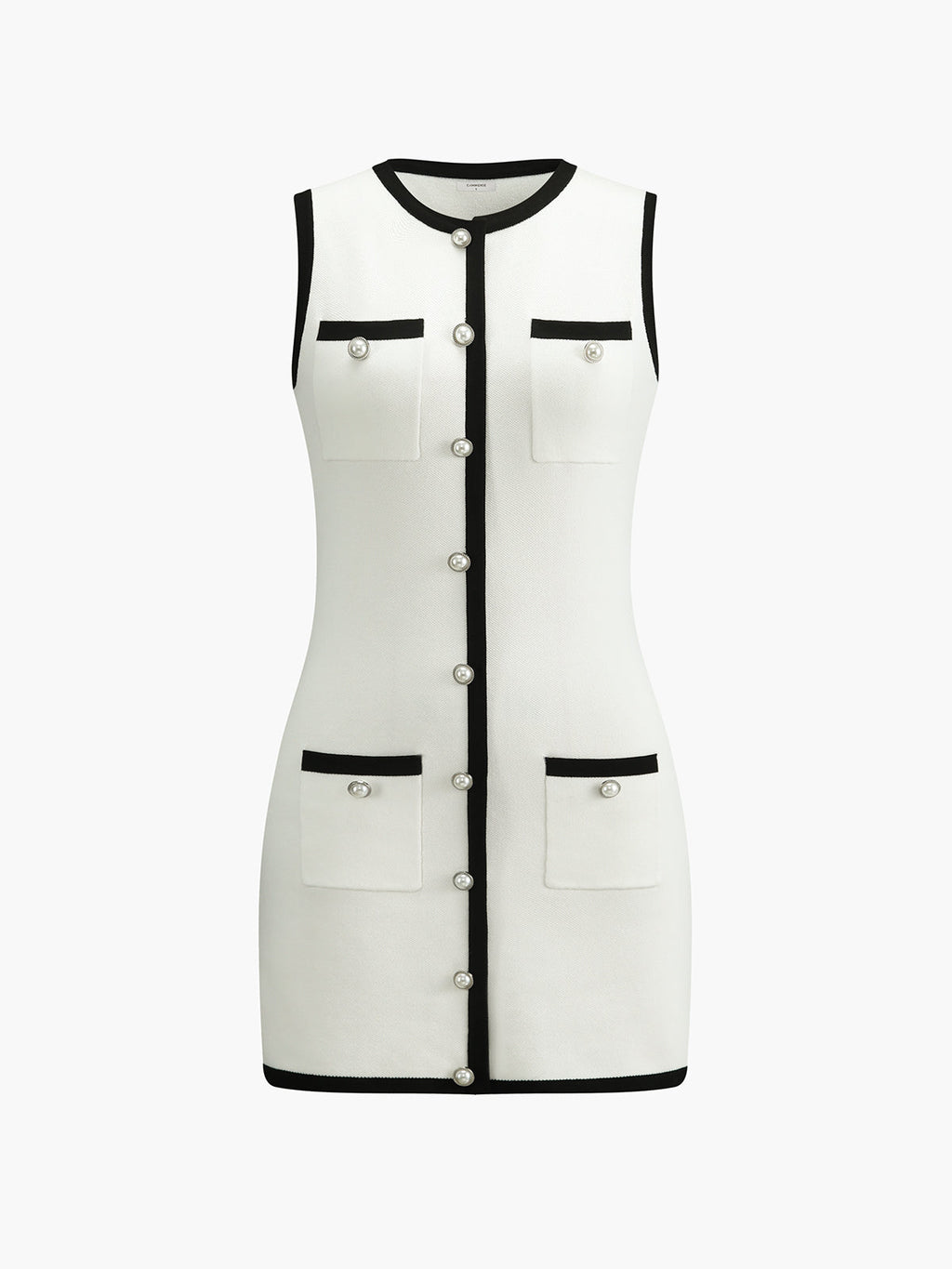 Johanna – Multi Pocket Button Sleeveless Short Sweater Dress - Image 7