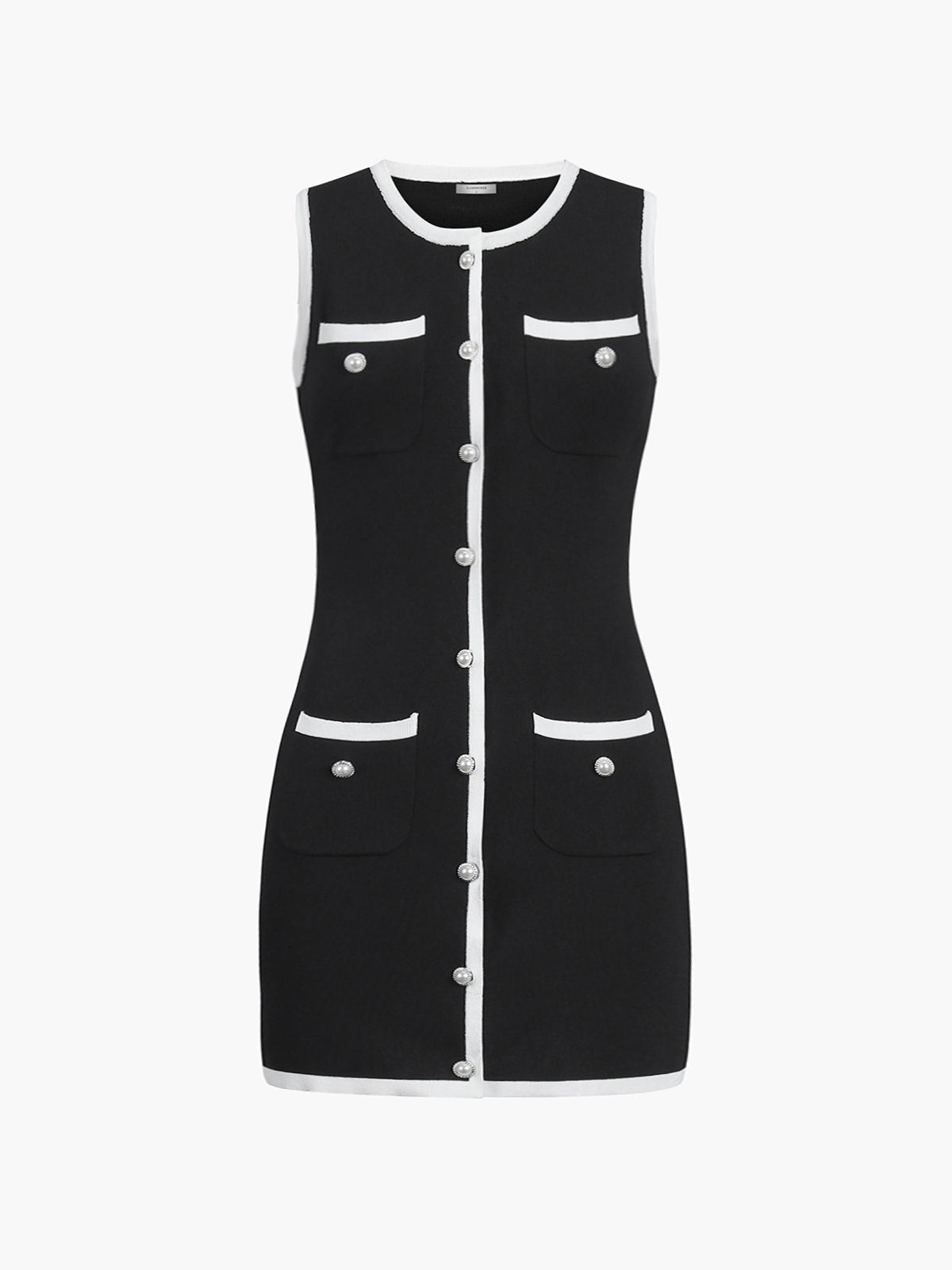 Johanna – Multi Pocket Button Sleeveless Short Sweater Dress - Image 4