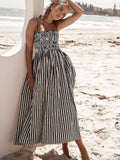 Amelia – Sleeveless Pinstripe Long Dress - Image 1