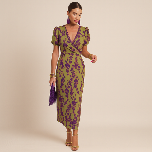 Nadine – Floral wrap dress with short sleeves - Image 1