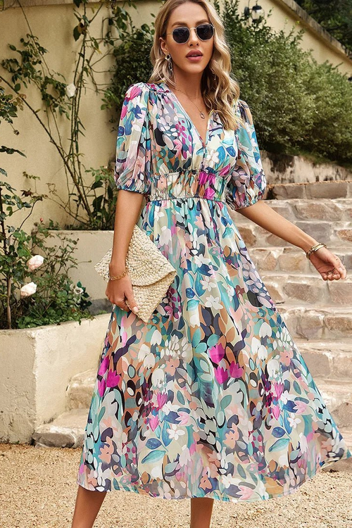Charlotte – Floral Puff Sleeve Dress - Image 2