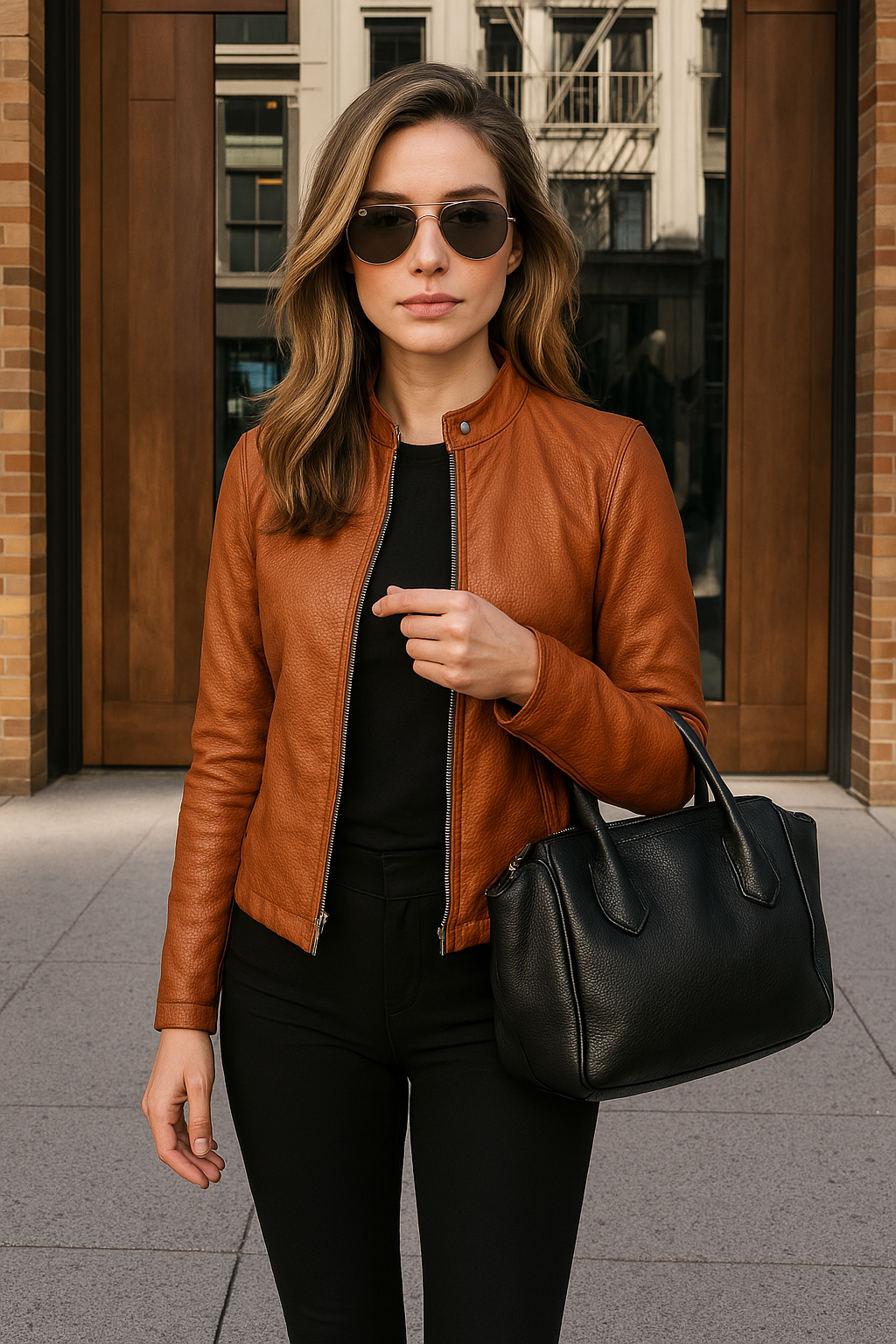 Clara – Fitted Leather Jacket for Women