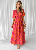 Elena – Women Floral V Neck Maxi Dress