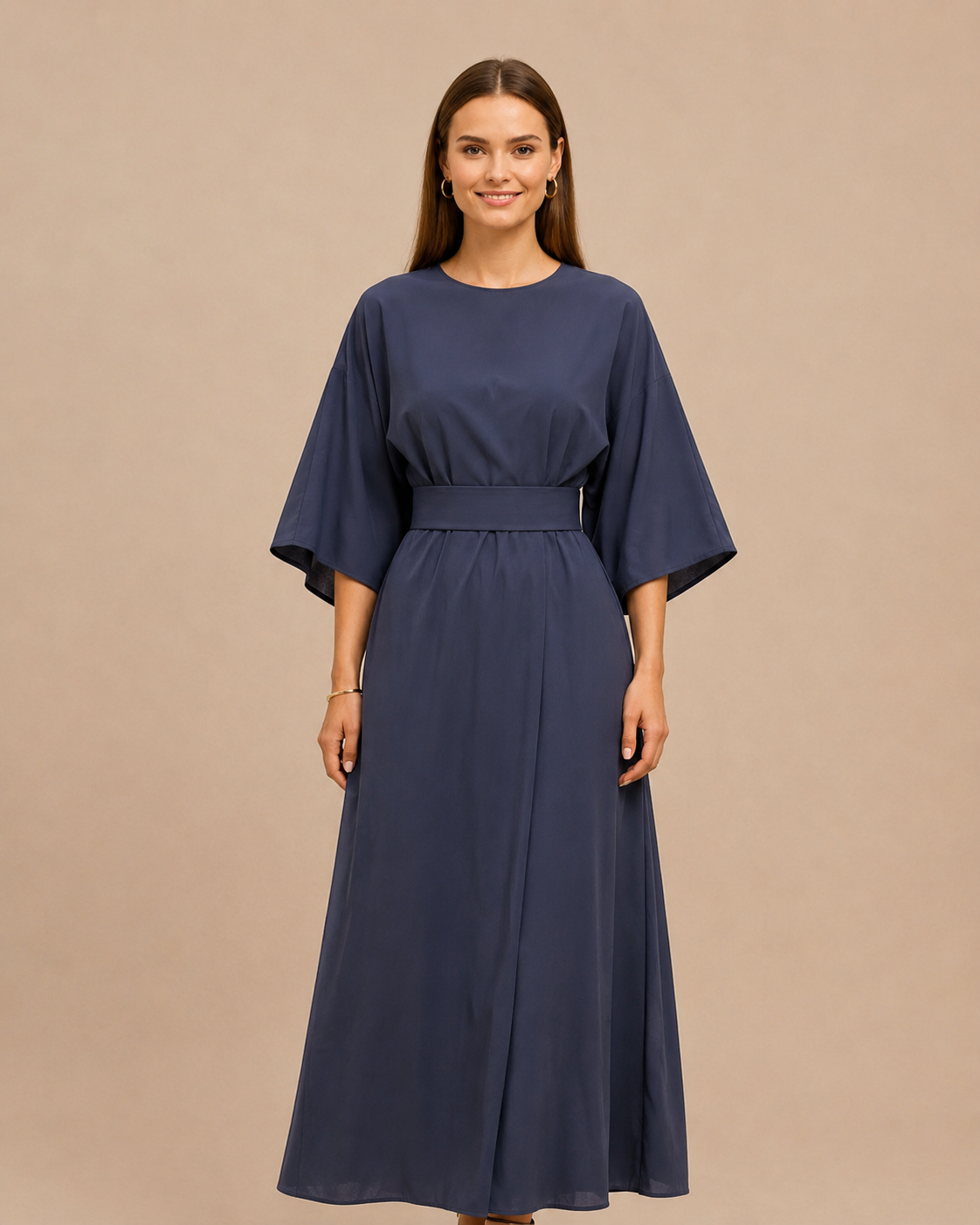 Isabella – Women's Elegant Belted Dress with Lantern Sleeves