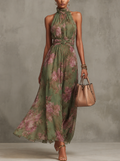Gisela – Floral Summer Halter Neck Dress