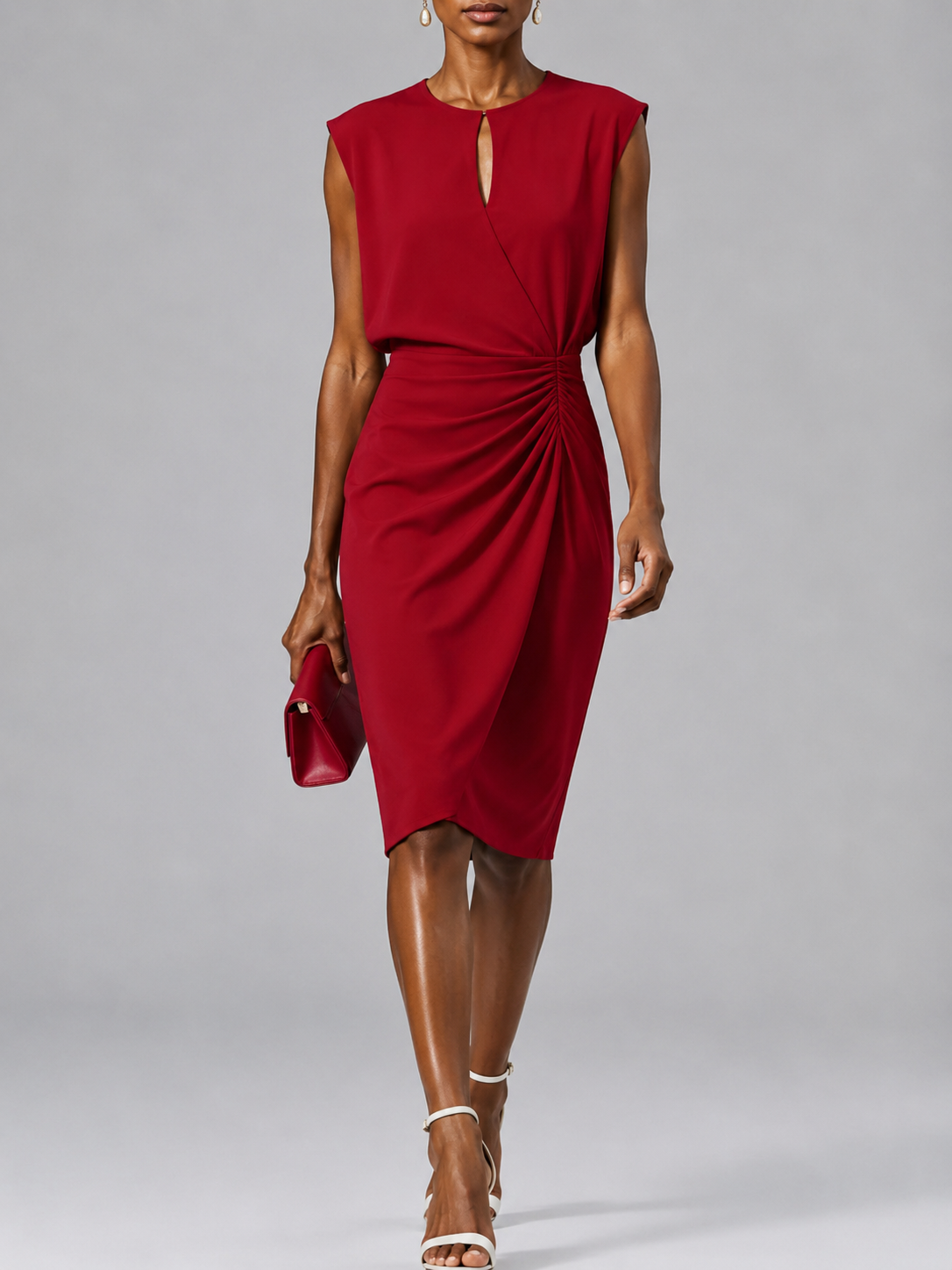 Laura – Elegant Ruched Keyhole Dress for Women