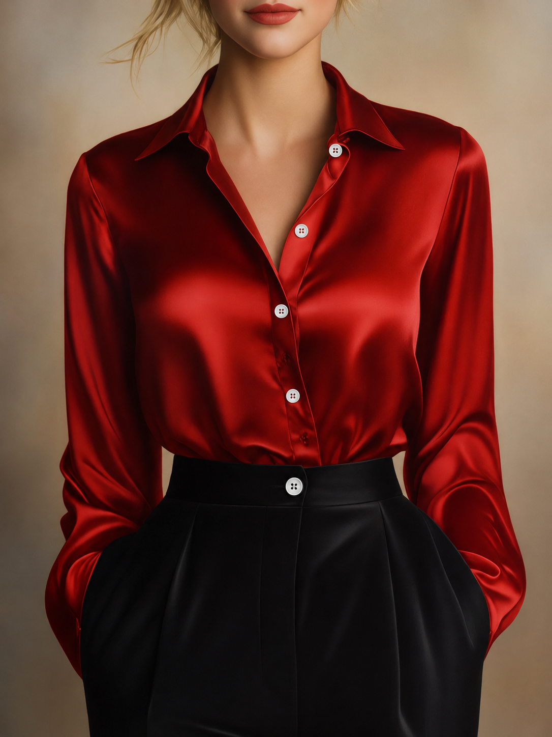 Vanessa – Elegant Satin Blouse for Women