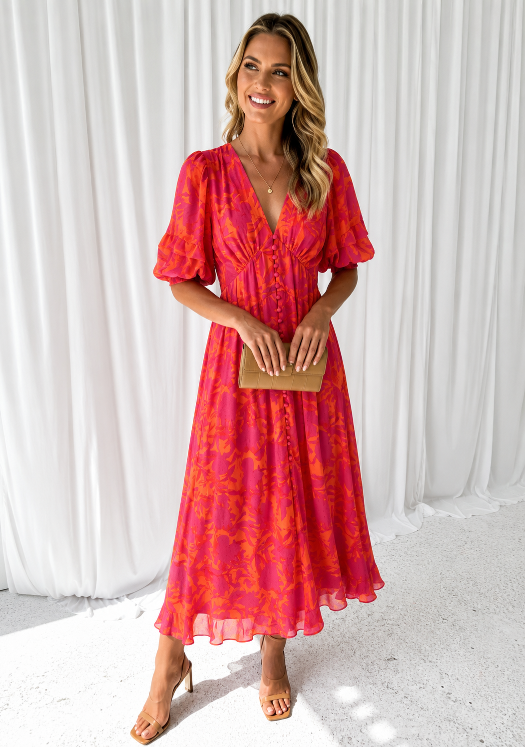 Elena – Women Floral V Neck Maxi Dress