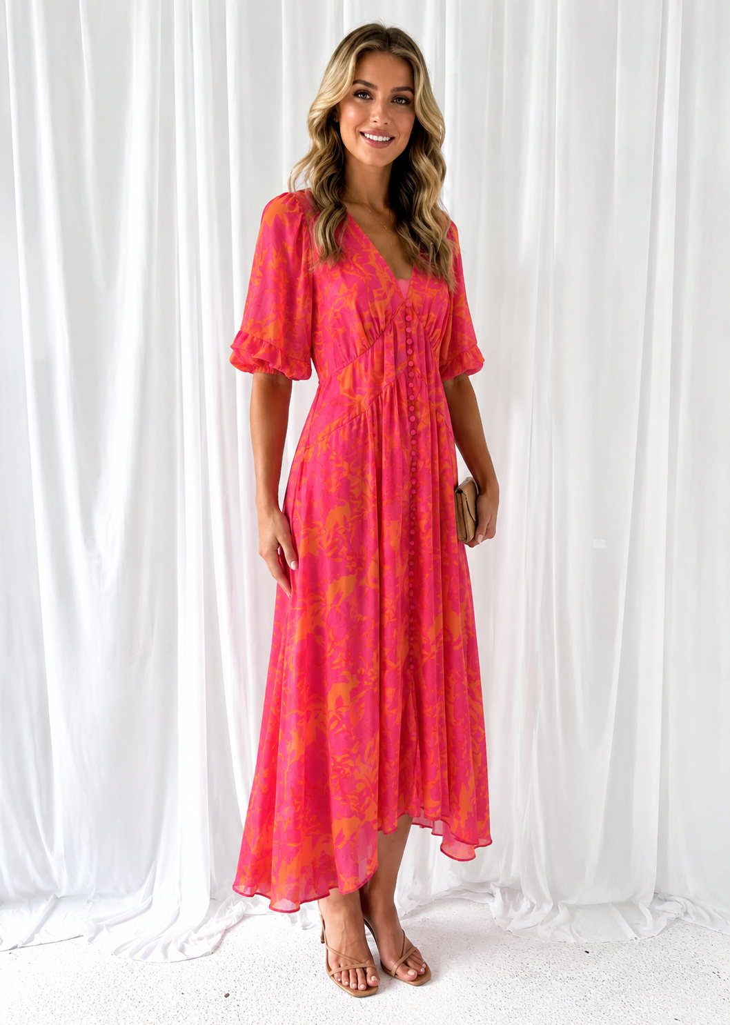 Elena – Women Floral V Neck Maxi Dress