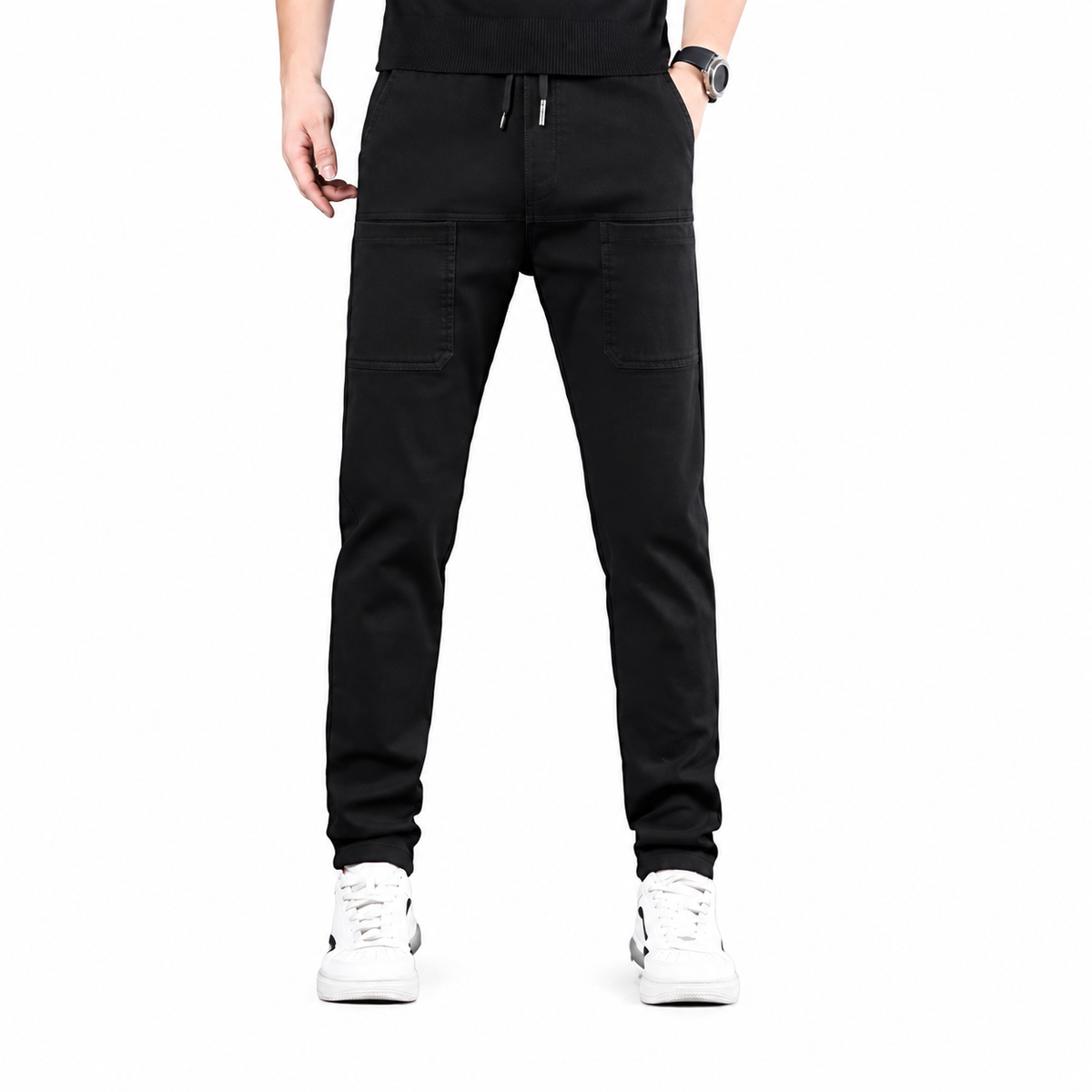 Men's Cargo Trousers with Stretch Fit and Multiple Pockets | L&S - 3 - London-stylehouse.com