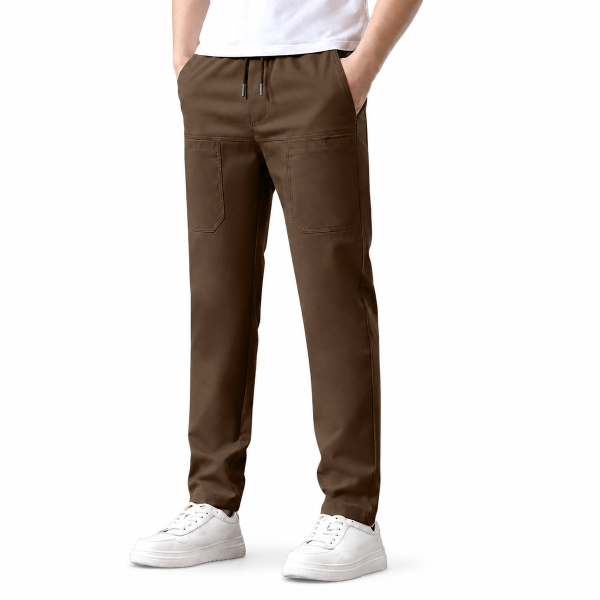 Men's Cargo Trousers with Stretch Fit and Multiple Pockets | L&S - 2 - London-stylehouse.com