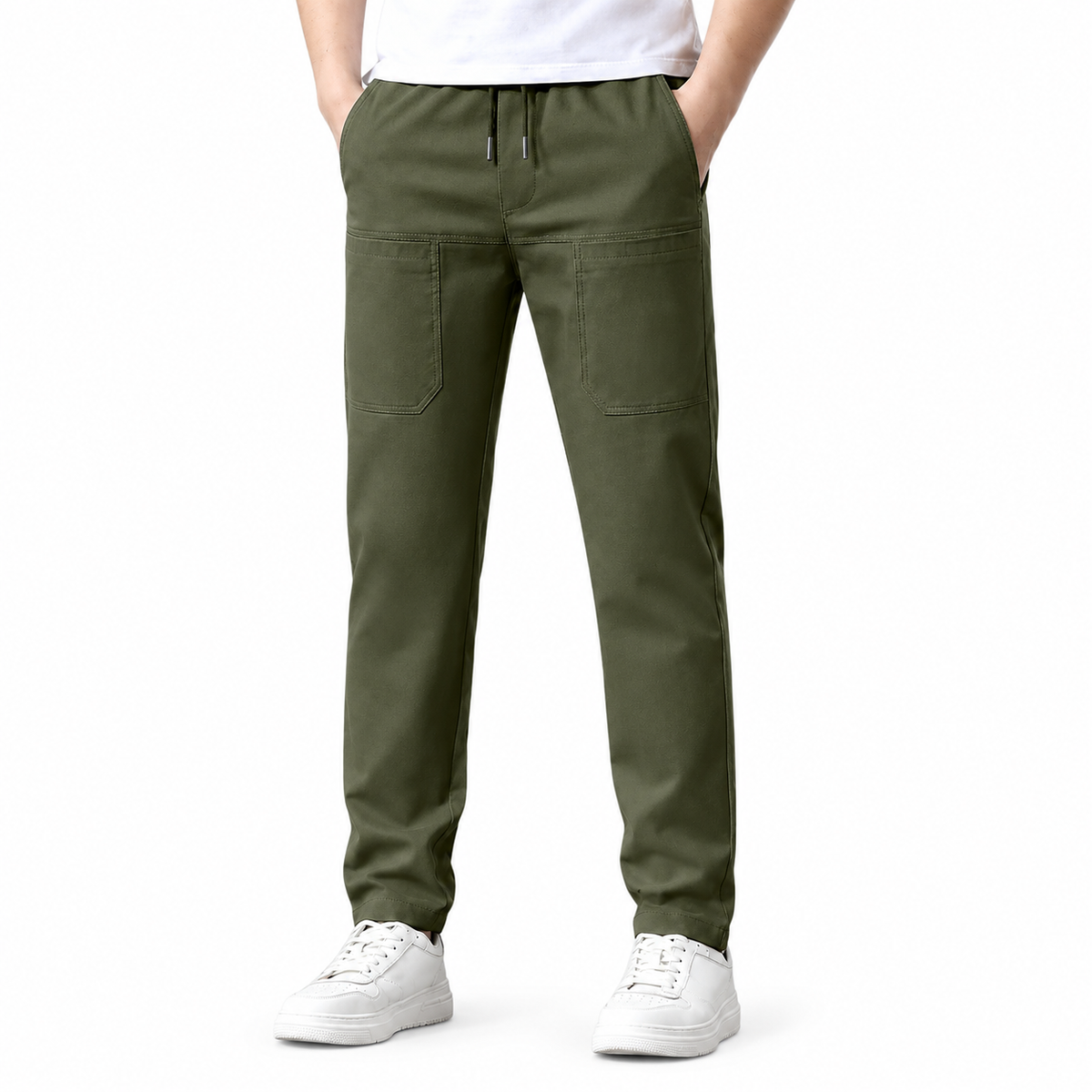 Men's Cargo Trousers with Stretch Fit and Multiple Pockets | L&S - 1 - London-stylehouse.com