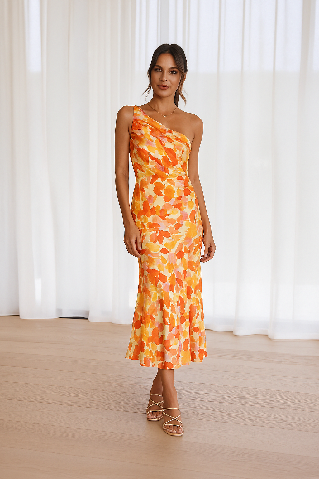Luna – Women Floral Satin Dress - Image 9