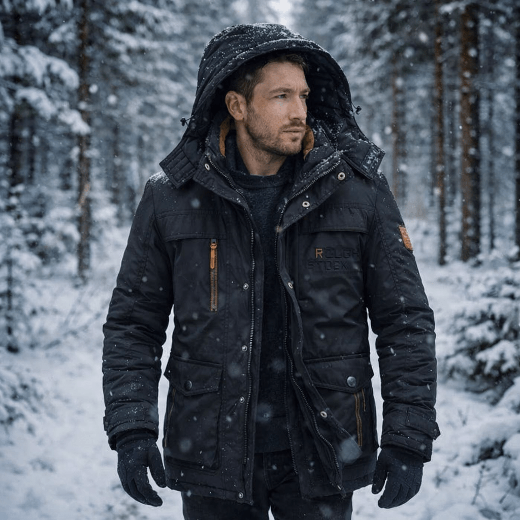 Men’s padded jacket with detachable hood and fleece lining - J&B; - 10 - London-stylehouse.com