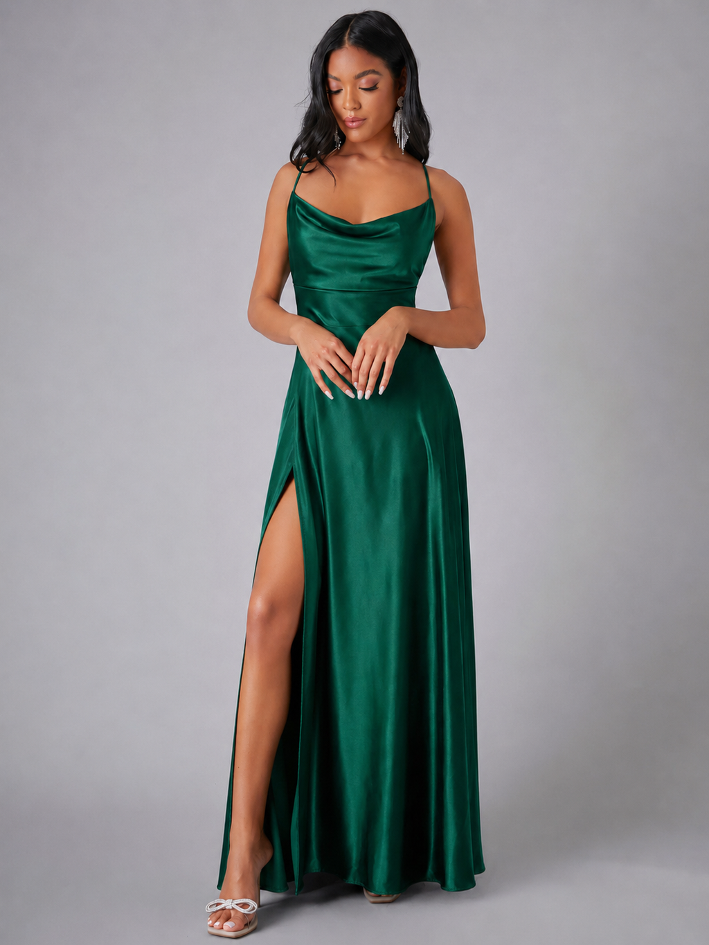 Sabine – Dress with a cowl neck and side slit