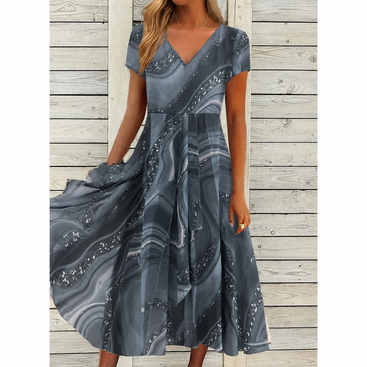 Britta – Women Floral Print  V-neck Dress