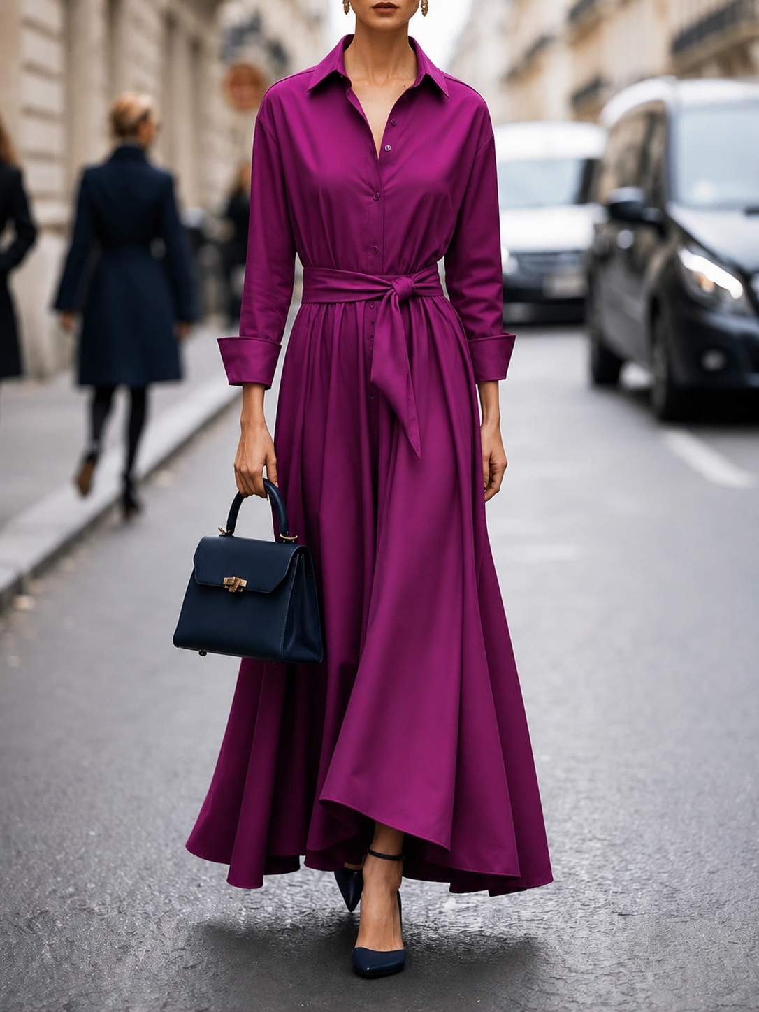 Vanessa – Women Long-Sleeve Tie Dress