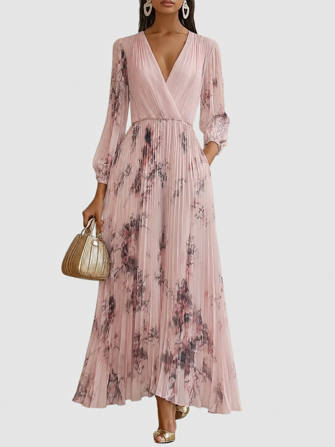Lea – Elegant Pleated Maxi Dress