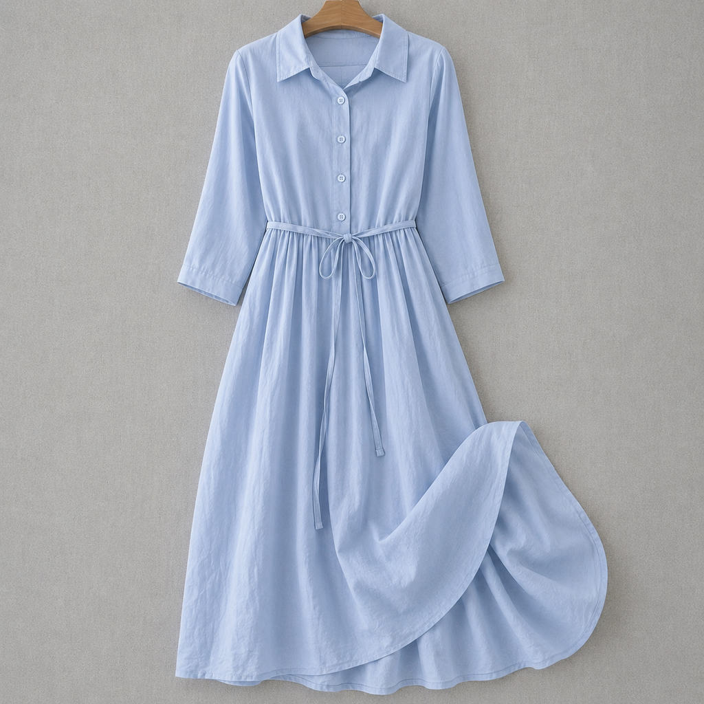 Kerstin – Women Cotton and Linen Button-Up Dress