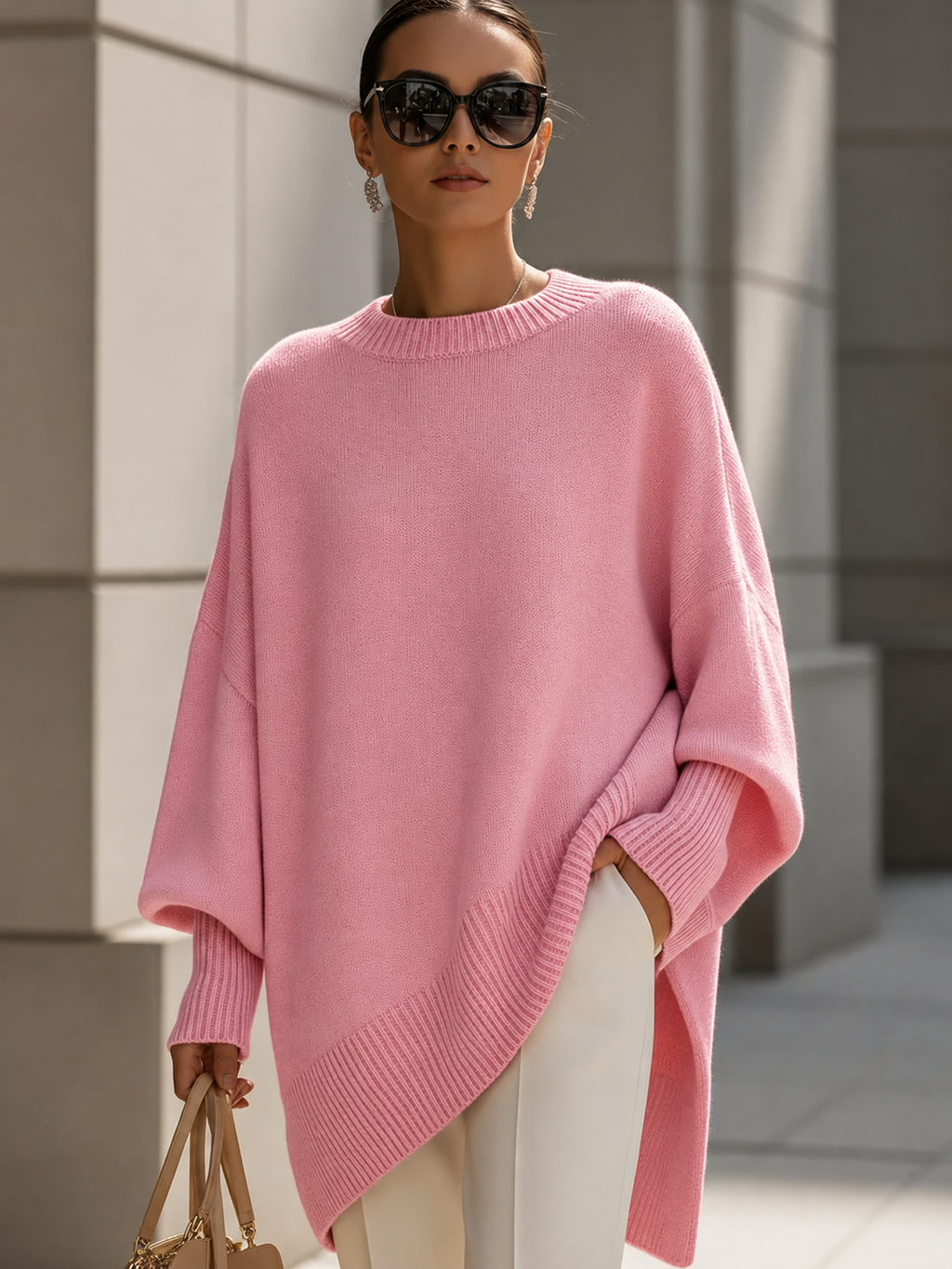 Isabella – Relaxed Knit Poncho-like Sweater Women