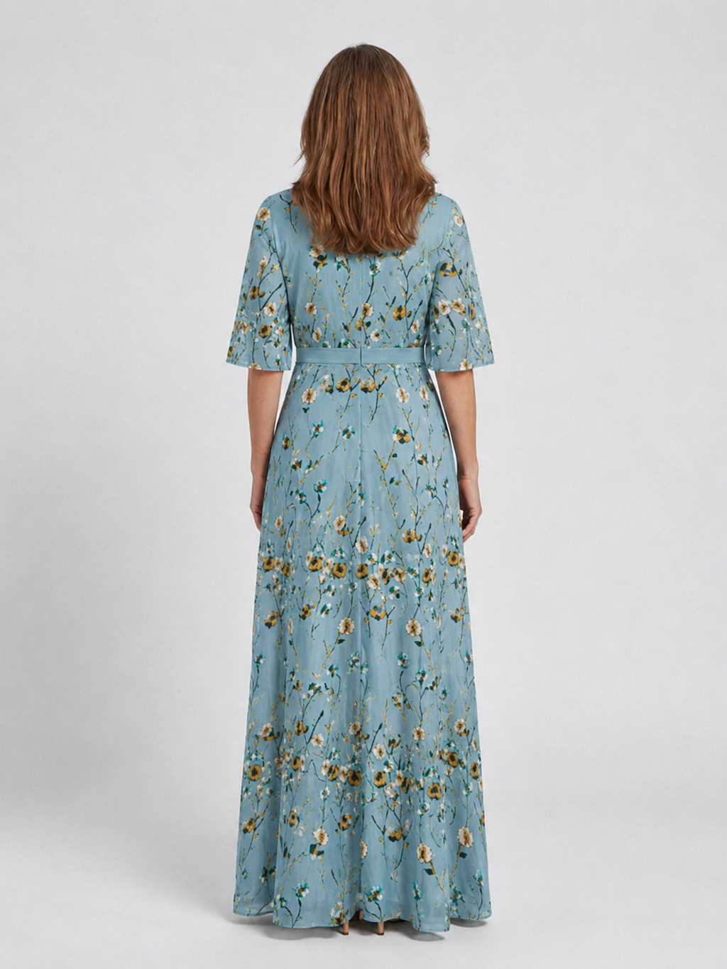 Isabella – Elegant Floral V Neck Dress for Women