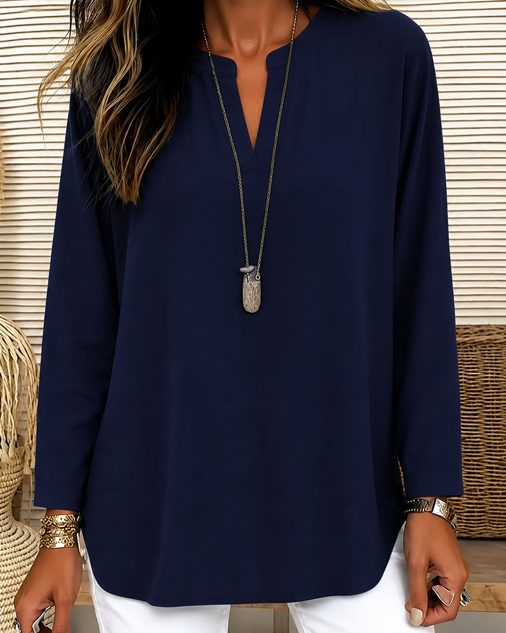 Nadine – Chic Lightweight V-neck Blouse