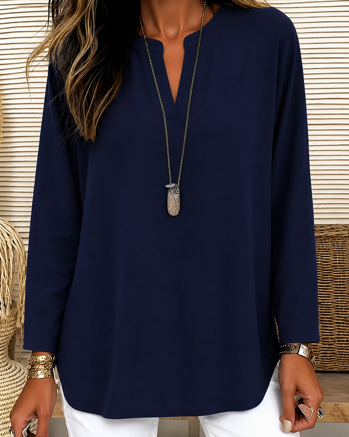 Nadine – Chic Lightweight V-neck Blouse