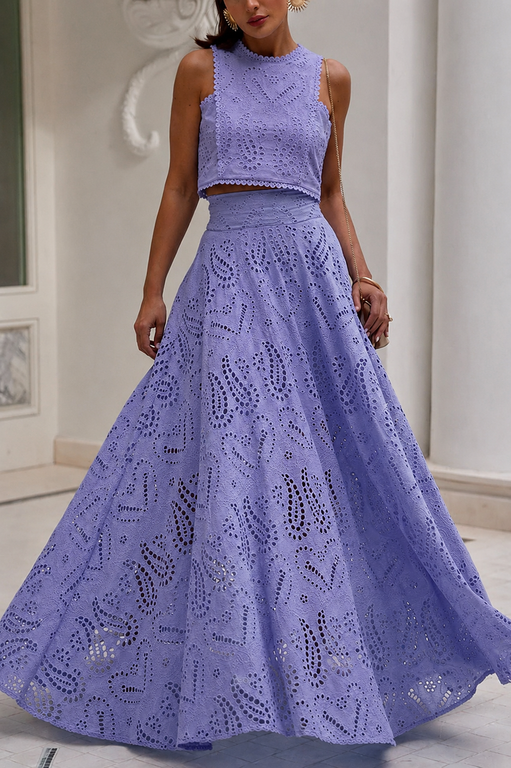 Claudia – Embroidered Lace Two-Piece Set for Women