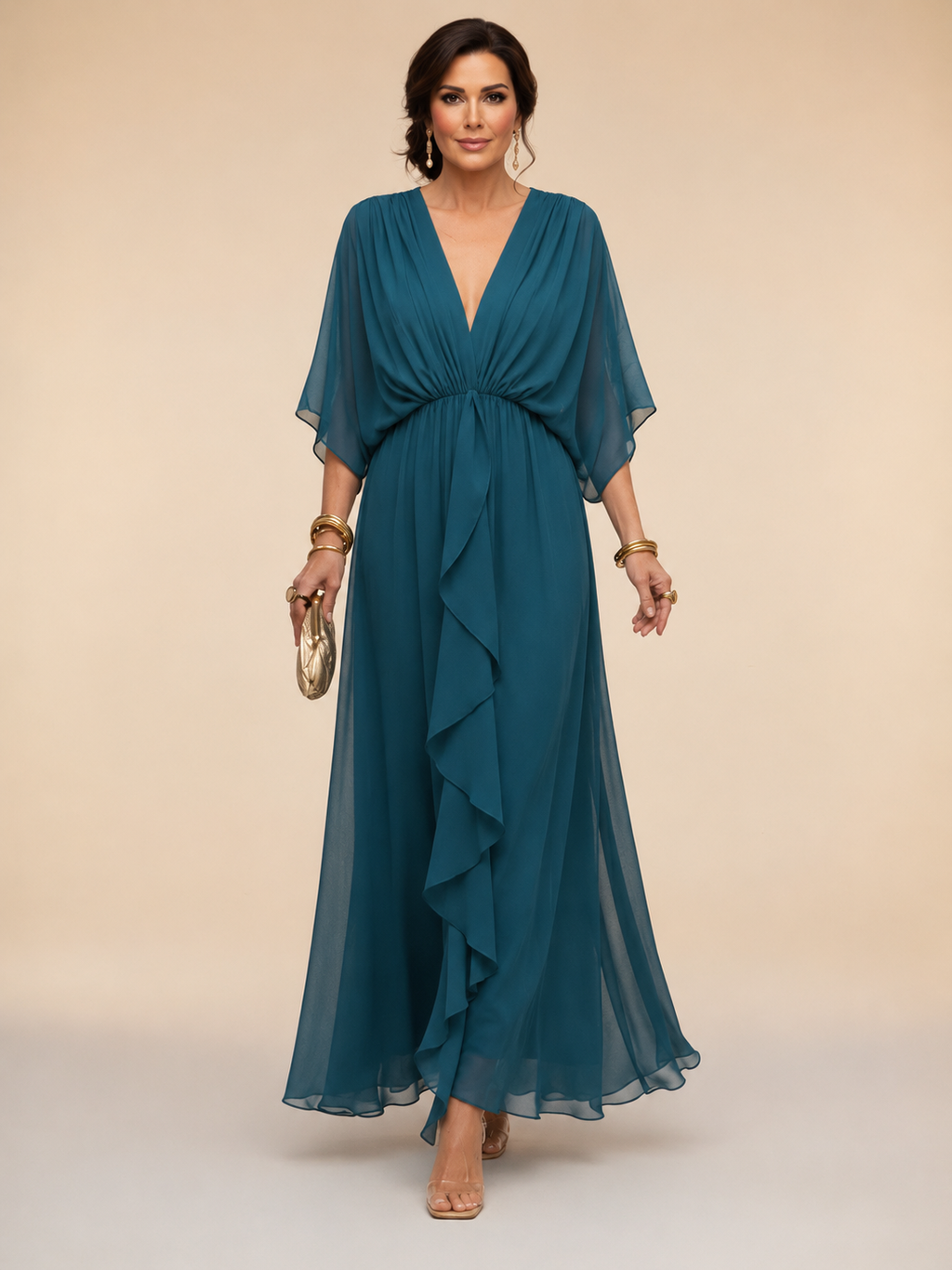 Erika – Elegant Flowing V-Neck Dress