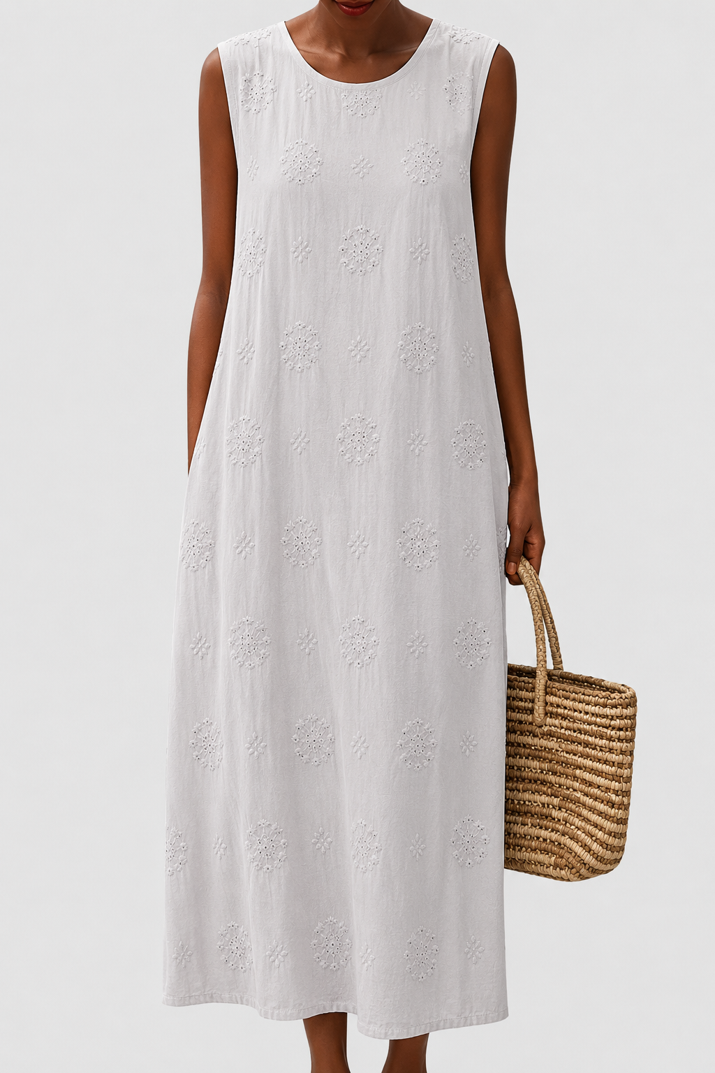 Eliza – Embroidered Sleeveless Midi Dress Womenswear
