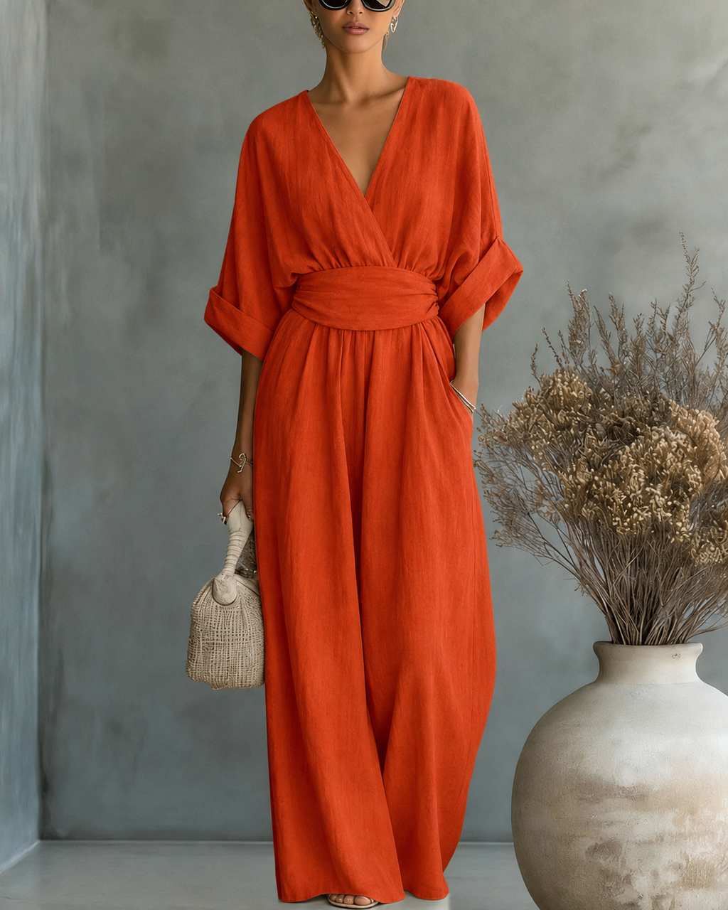 Annemarie – Elegant Deep V-neck Jumpsuit