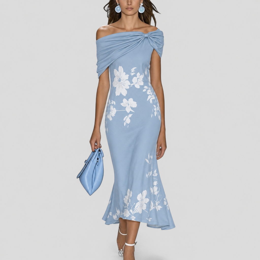 Kirsten – Women  Off-Shoulder Ruffle Hem Dress