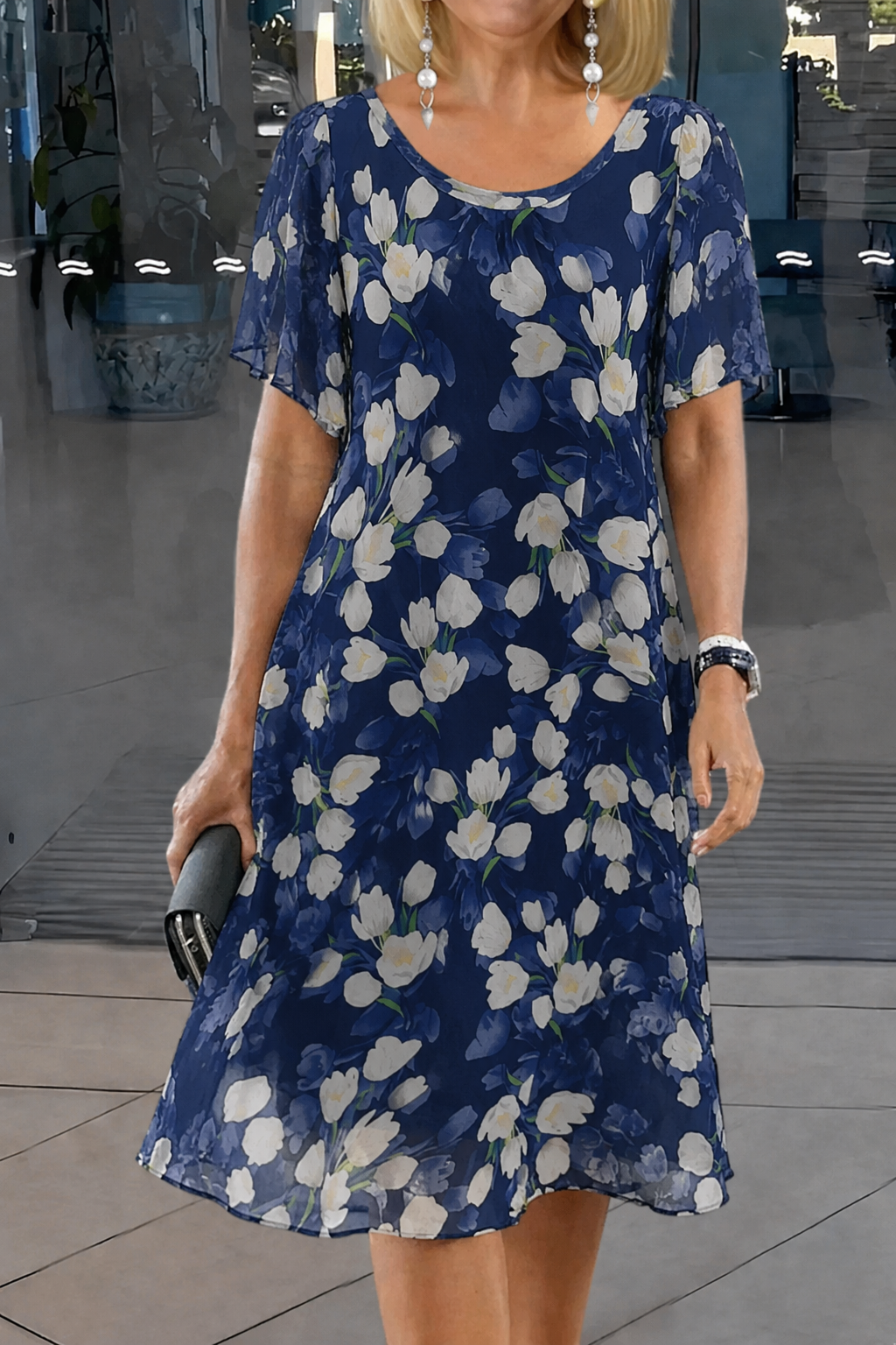 Antonia – Women Floral Print Double Tunic Dress