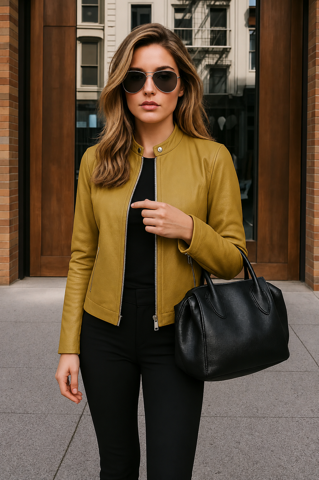 Clara – Fitted Leather Jacket for Women