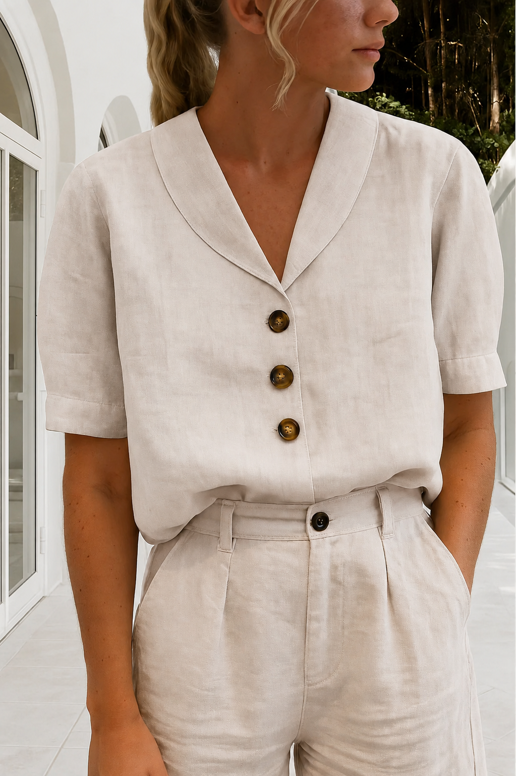Lena – Trendy Cotton and Linen T-shirt for Women