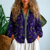 Annemarie – Women Relaxed Blouse with Nature Print Blouse
