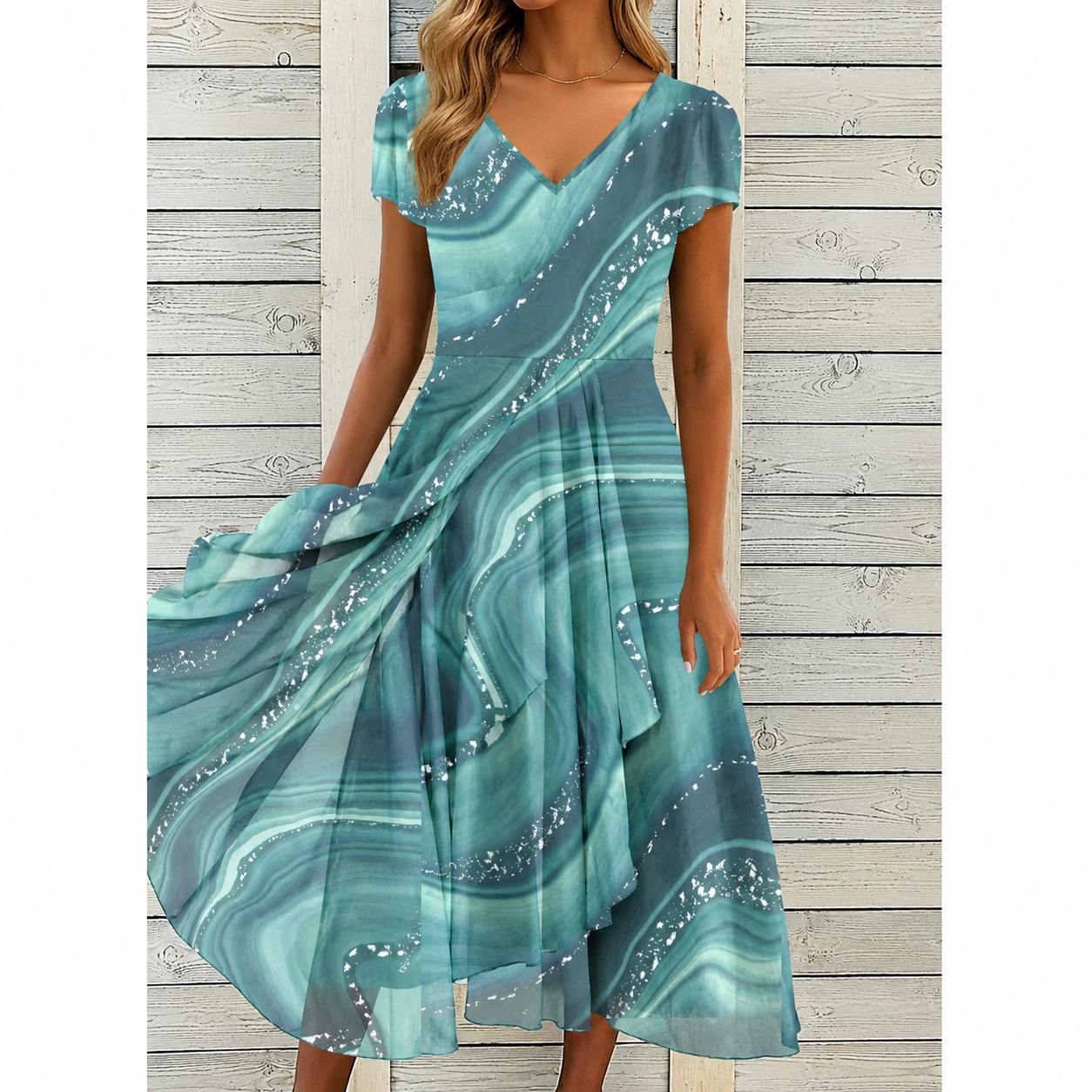 Britta – Women Floral Print  V-neck Dress