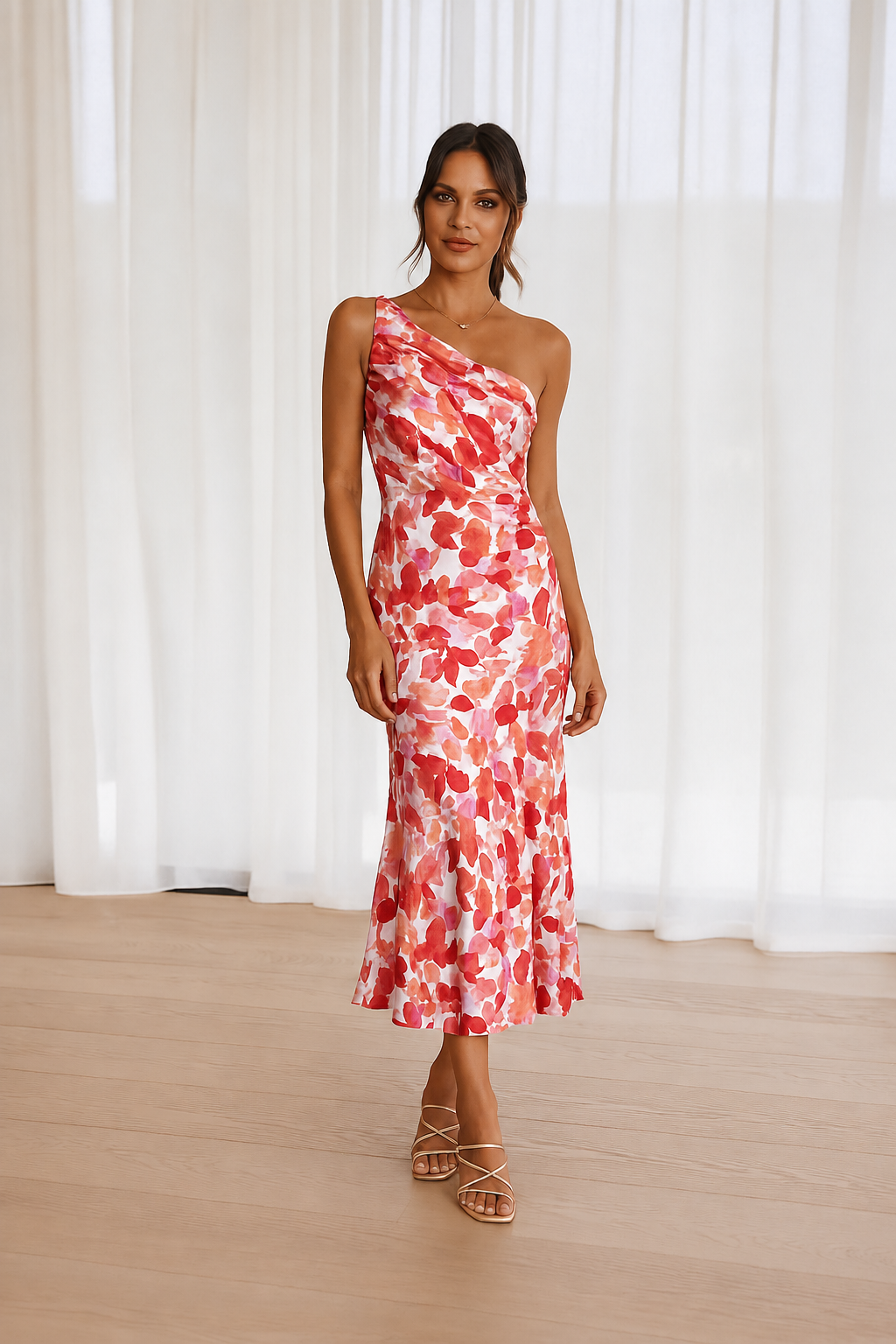 Luna – Women’s floral satin dress