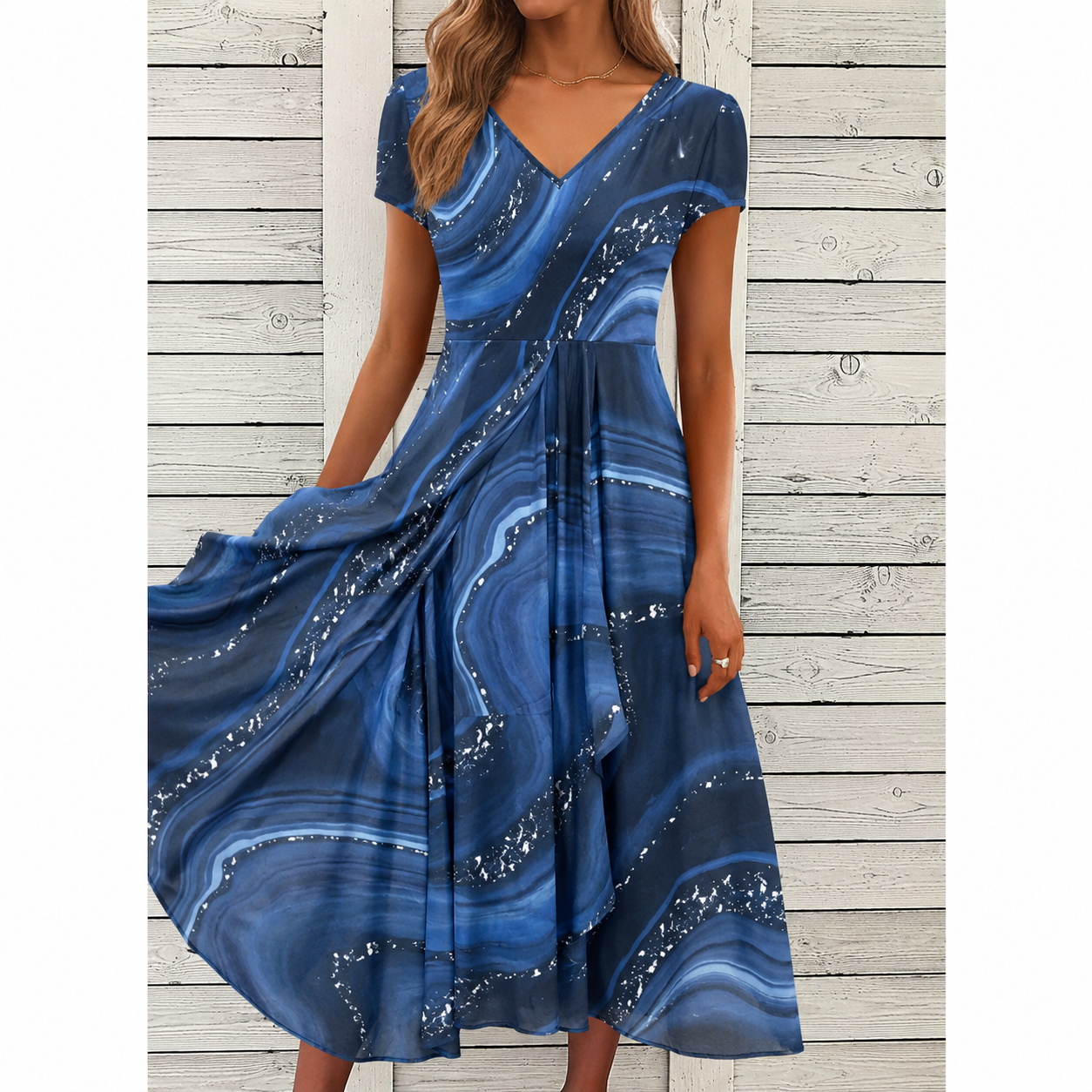 Britta – Women Floral Print  V-neck Dress