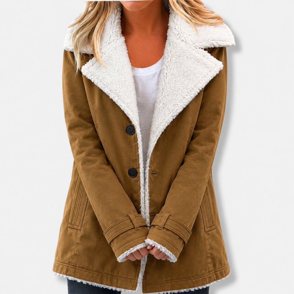 Marie women's plush-lined winter jacket in khaki