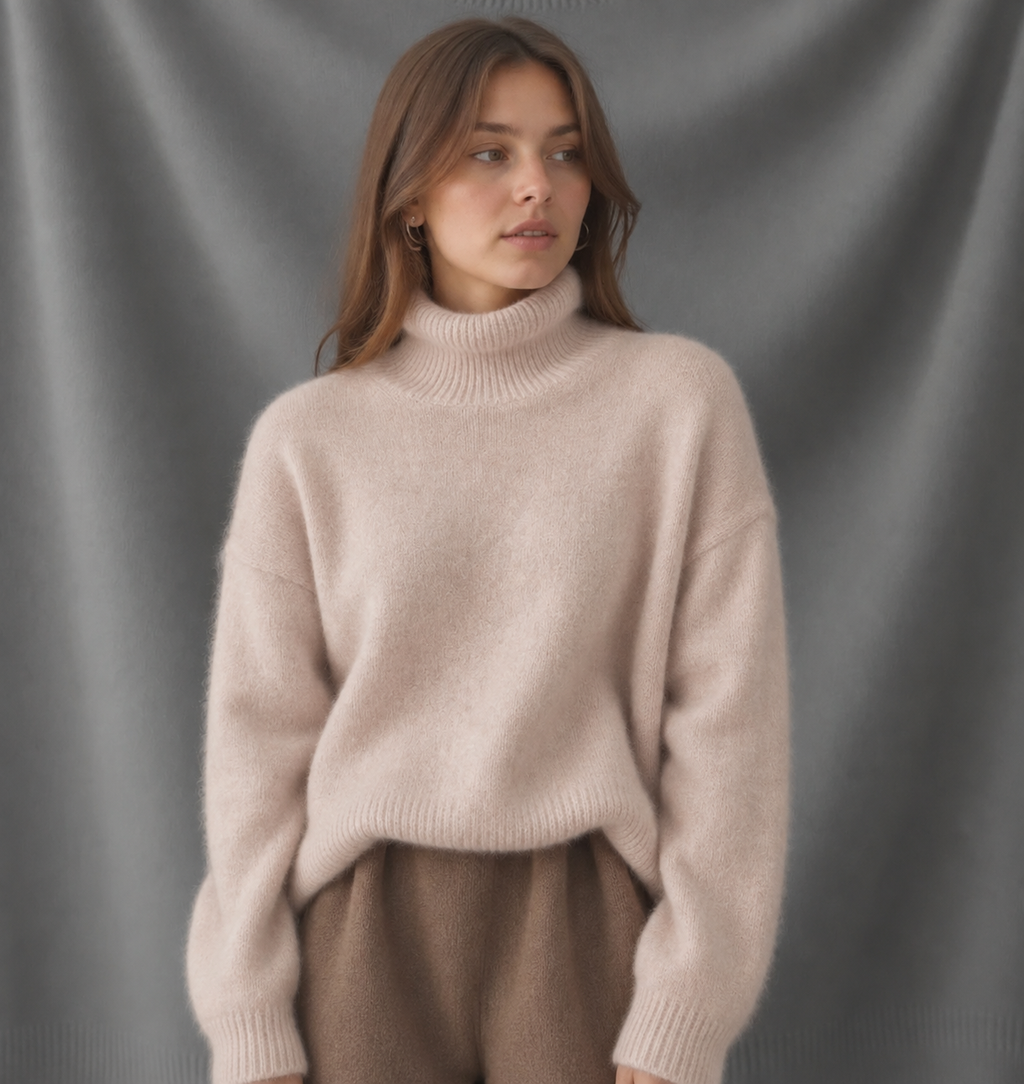 Oversized Women's Jumper with Roll Neck and Relaxed Fit | L&S - 2 - London-stylehouse.com