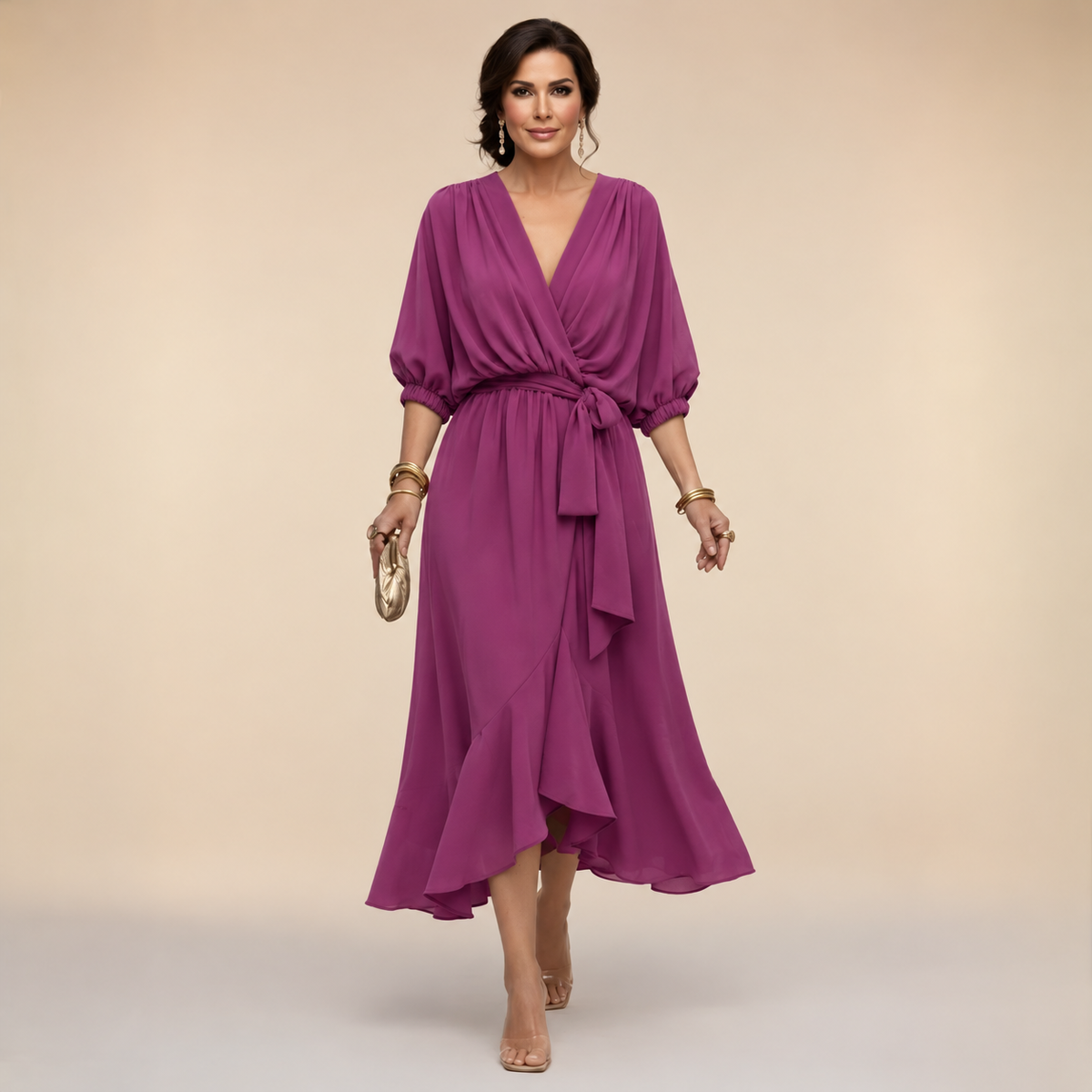 Erika – Elegant Flowing V-Neck Dress